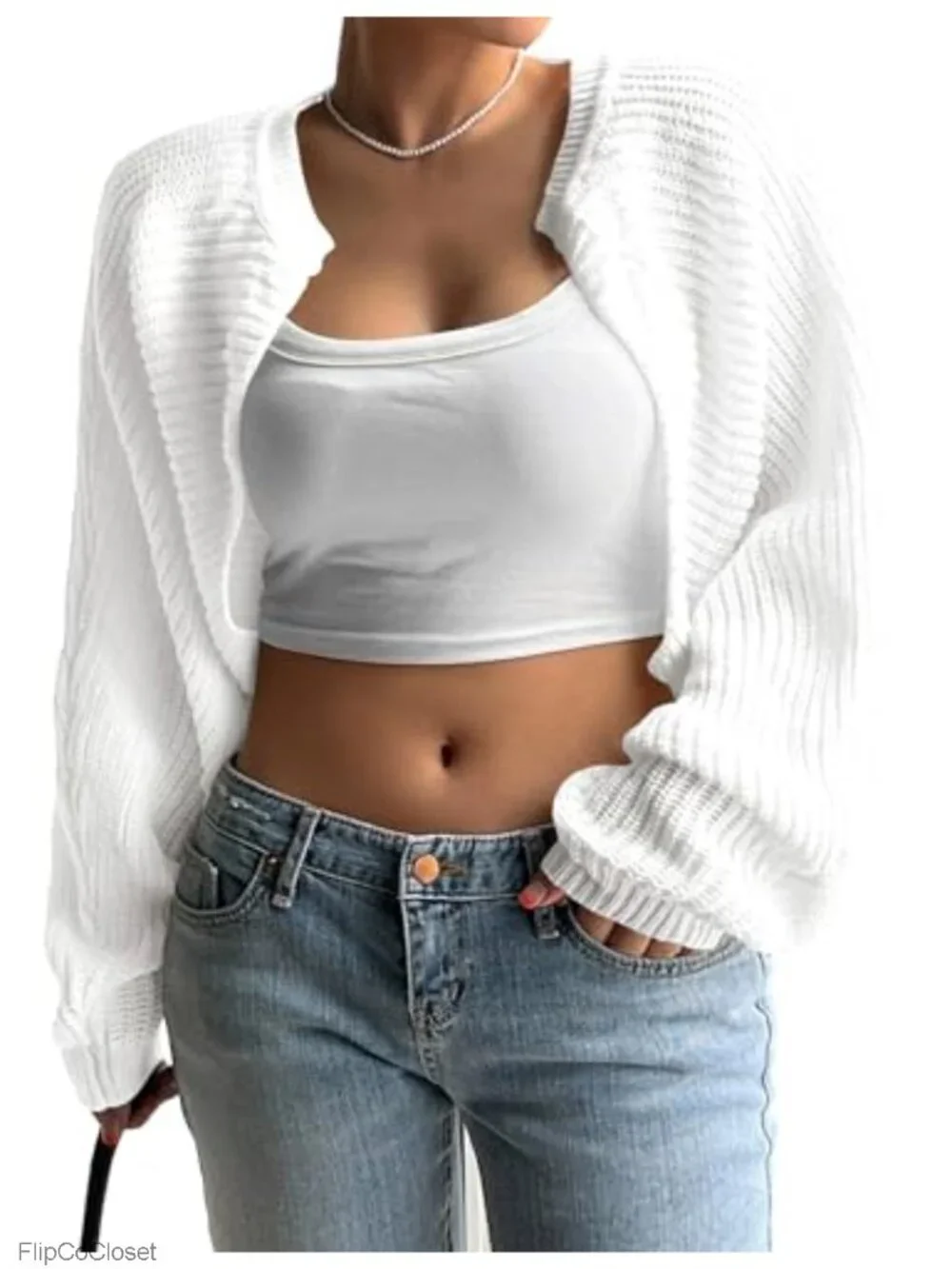 Plus Size Bolero Shrug Sweaters Long Sleeve Open Front Rib Knit Cropped Cardigan